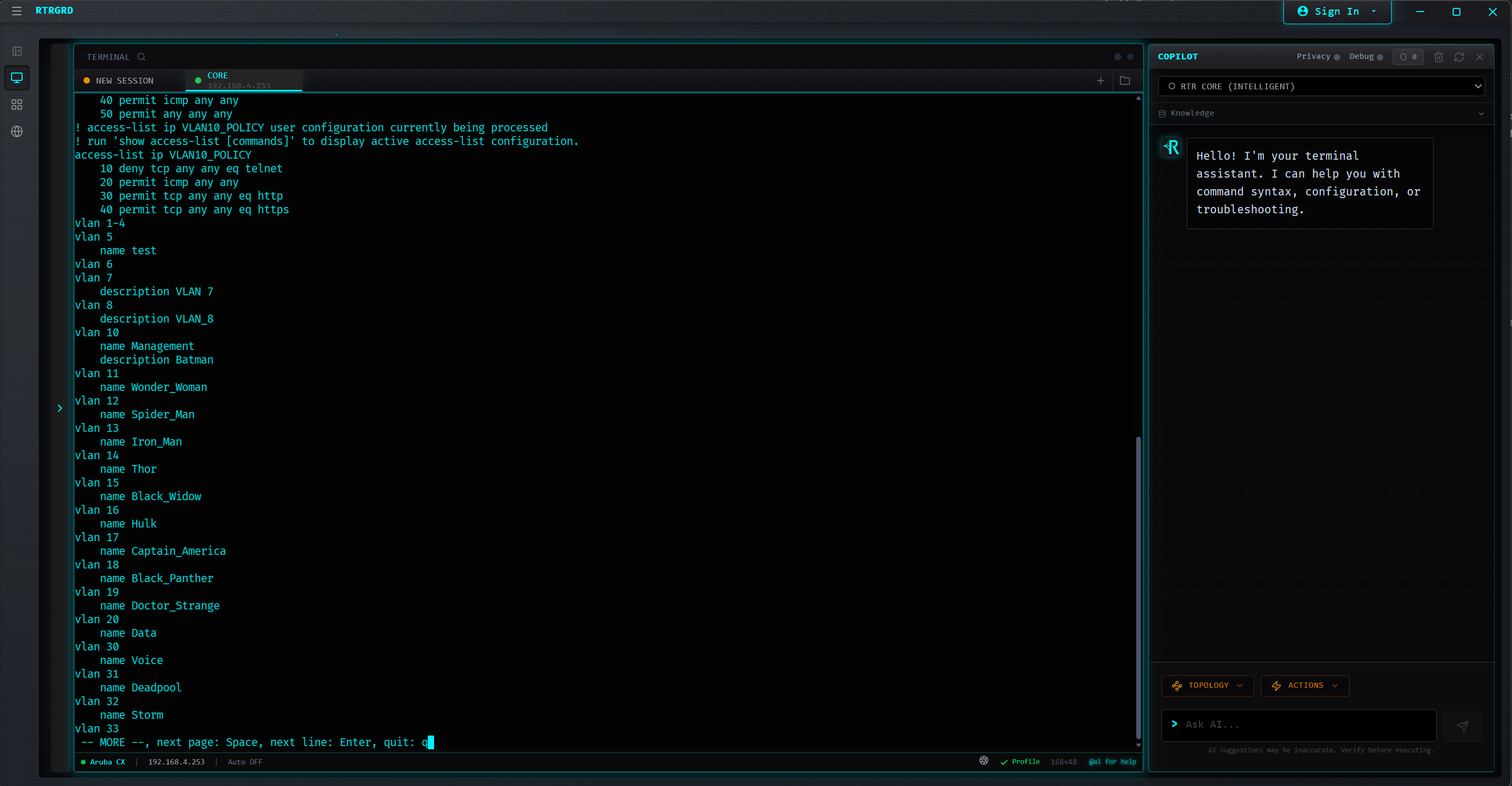 RTRGRD Terminal Interface